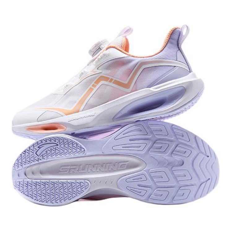 Anta Kids Lingyun Pro Comfortable Breathable Durable Low-Top Running Shoes Kids Sneakers White Purple Orange 322435511-2