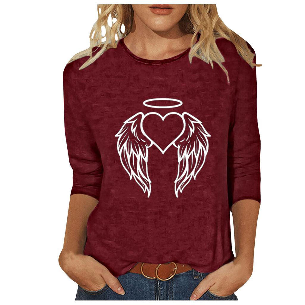 Round Neck 3D Cross Printed Top Fashionable Casual Long Sleeved Women's T-shirts