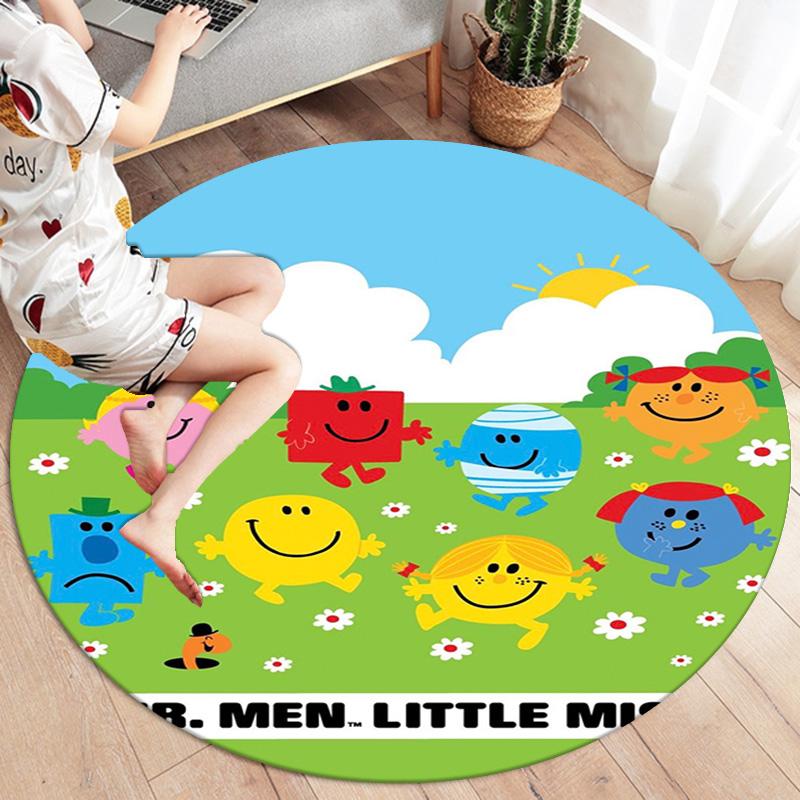 Herr. Herren Teppich Little Miss Rund, Teppich für Wohnzimmer Schlafzimmer Sofa Spielzimmer Dekor, Rutschfeste Bodenmatte