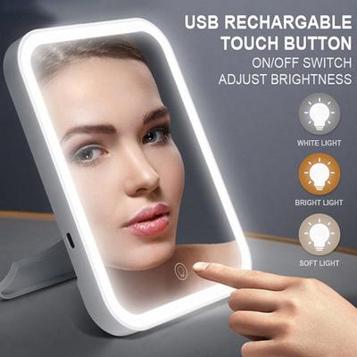 3 režimy dobíjecí LED make-up zrcátko s výplňovým světlem Přenosné stolní skládací toaletní zrcátko pro dívky