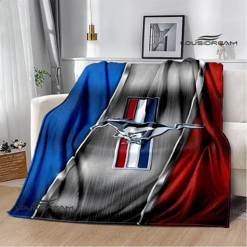 Mustang Car Logo Printed Blanket Flannel Blanket Warm Blanket Blankets for Beds Rainbow Blanket Picnic Blanket Birthday Present