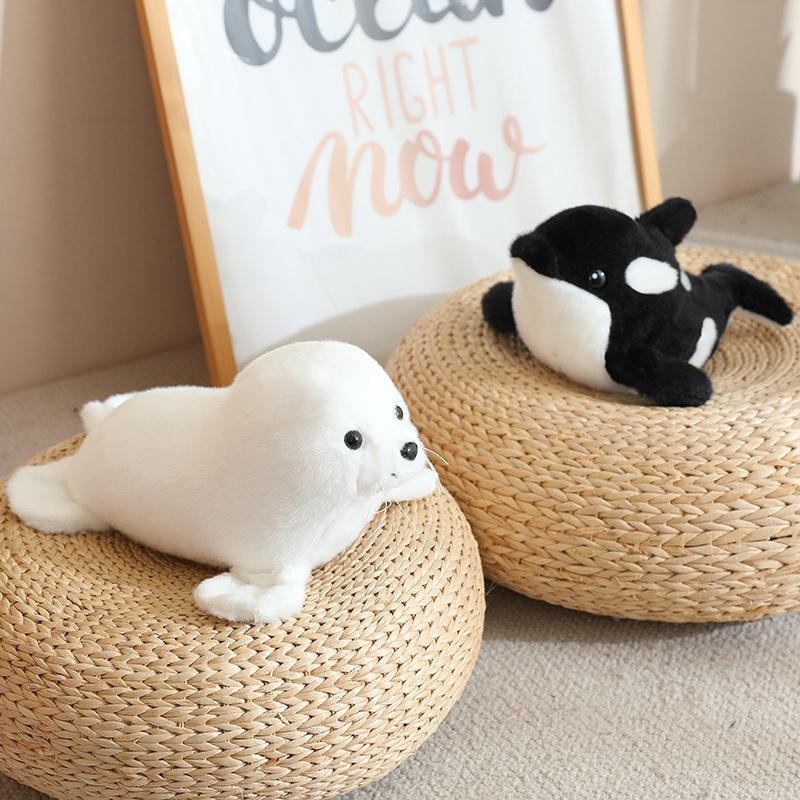 Cute Cartoon Marine Animal Plush Toy Dolphin Whale Shark Seal Killer Whale Children's Doll Creative Doll