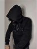 Unisex Dark Zipper Hoodie: Hot Drill Embroidery, Loose Fit, High Street Style