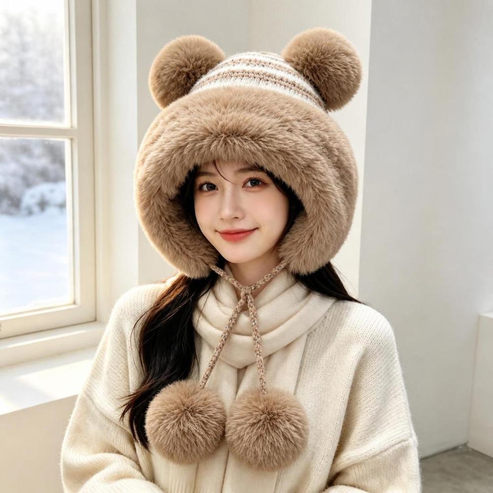 Anti-Cold Ear Protection Hat Fleece Lined Beanies Cap Soft Knitted Hat  Winter