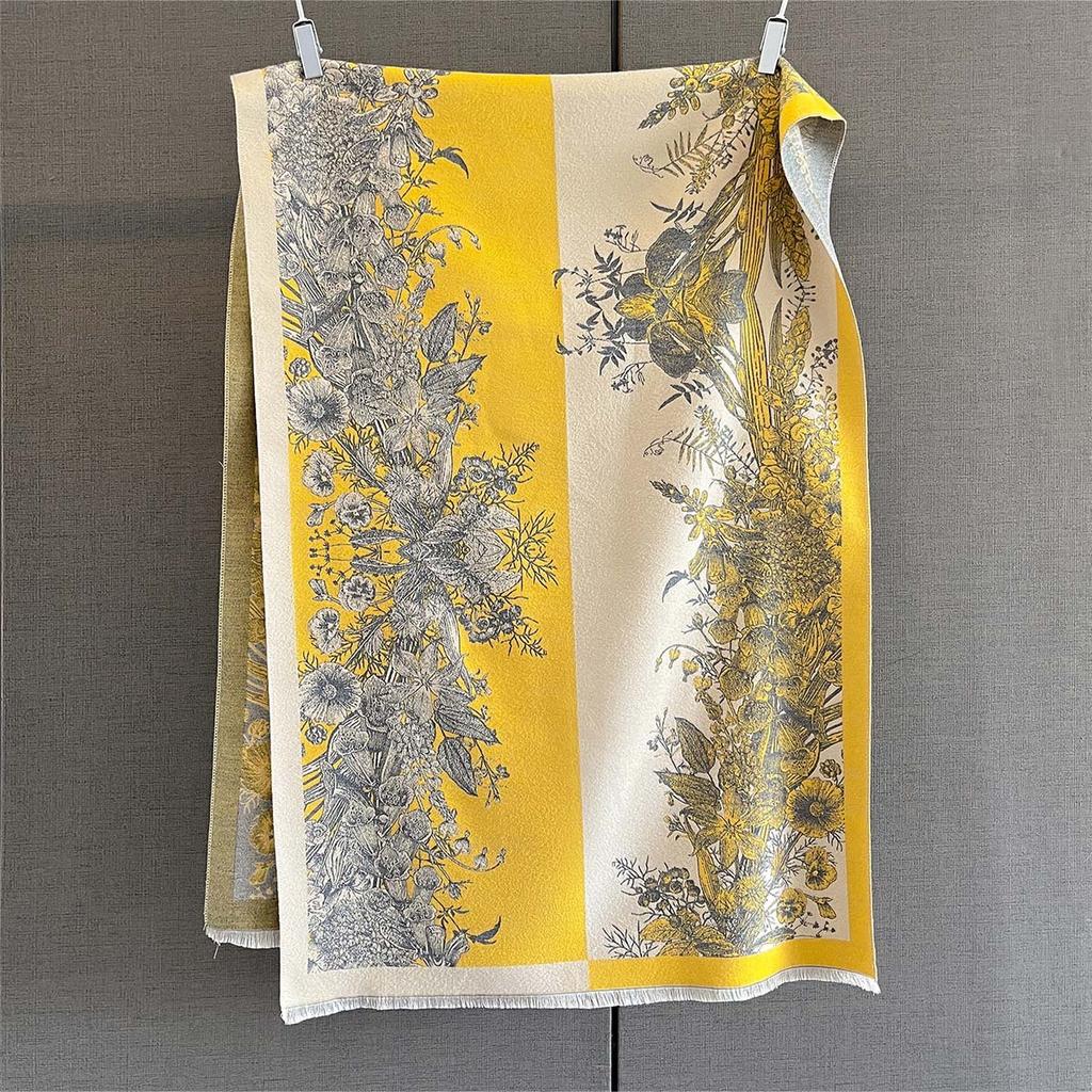 Winter Cashmere Scarf Women Luxury Floral Print Female Shawl Wrap Elegant Poncho Lady Thick Warm Blanket Gift Echarpe Pashmina