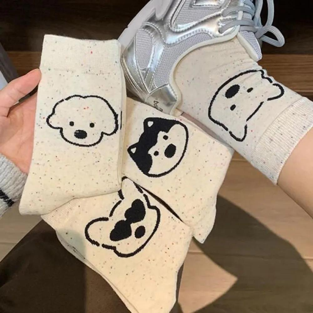 Holridge [Set of 5] Kuma Women s Dog Mid-Length Socks 5-pair set