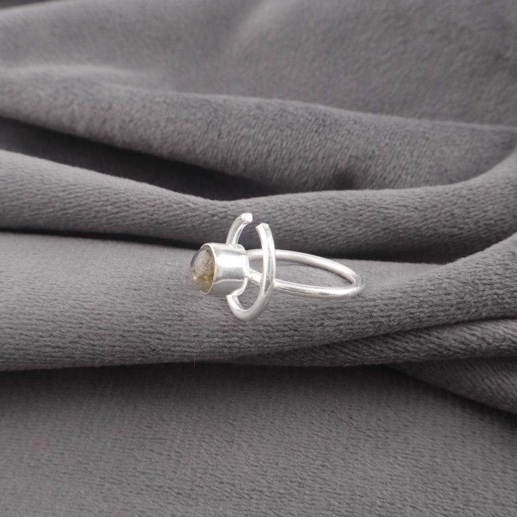 Natural Labradorite Gemstone Ring 925 Fine Silver Handmade Jewelry Birthday Gift RR-54-20