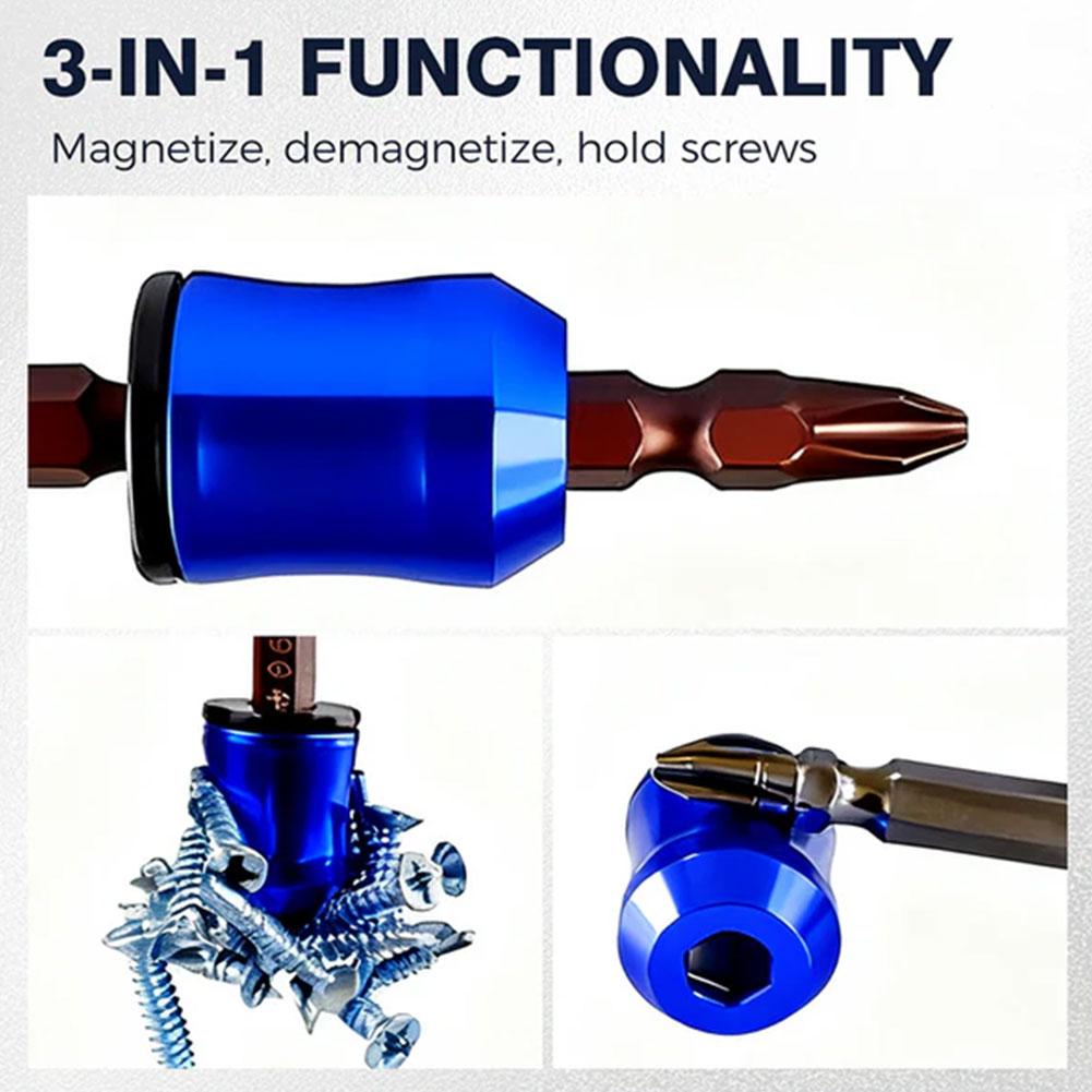 3-in-1 Screwdriver Head Magnetic Ring 6.35mm High Hardness Magnetic Ring Batch Head Aluminum Alloy Magnetizer