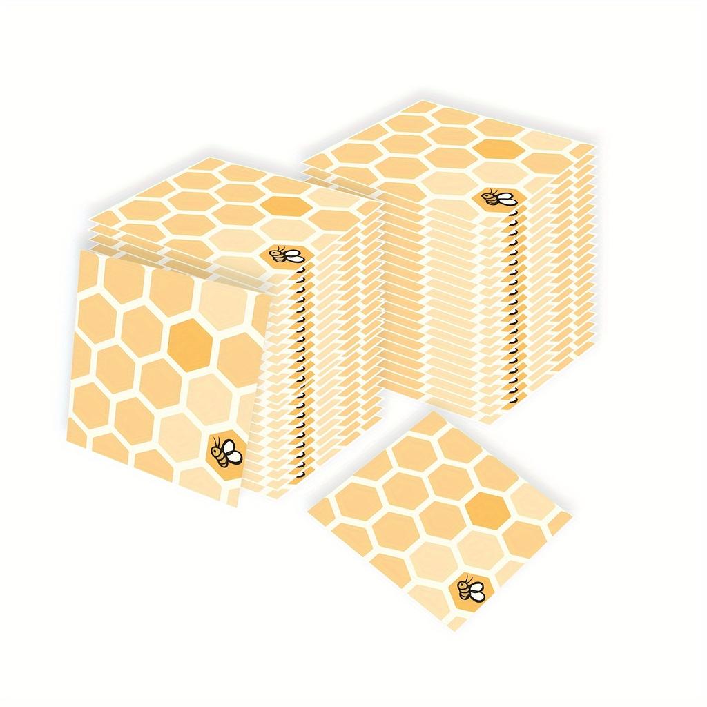 20pcs Bee-Themed Birthday Party Napkins, Printed Tissue Paper Handkerchiefs for Weddings, Halloween, and General Celebrations