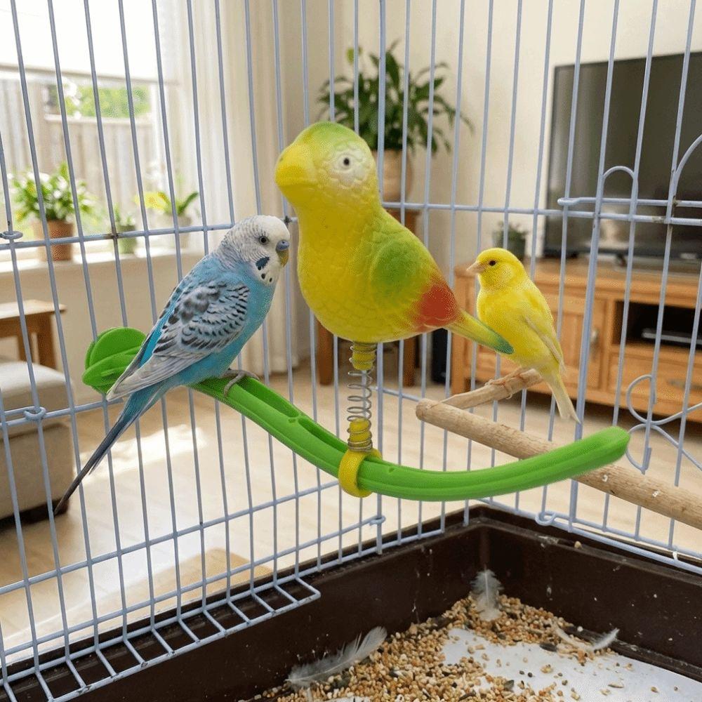 Plastic Swing Perch Toy Spring Wobble Bird Chewing Stand Parrot Play Rack  for Bird Cage Aviary