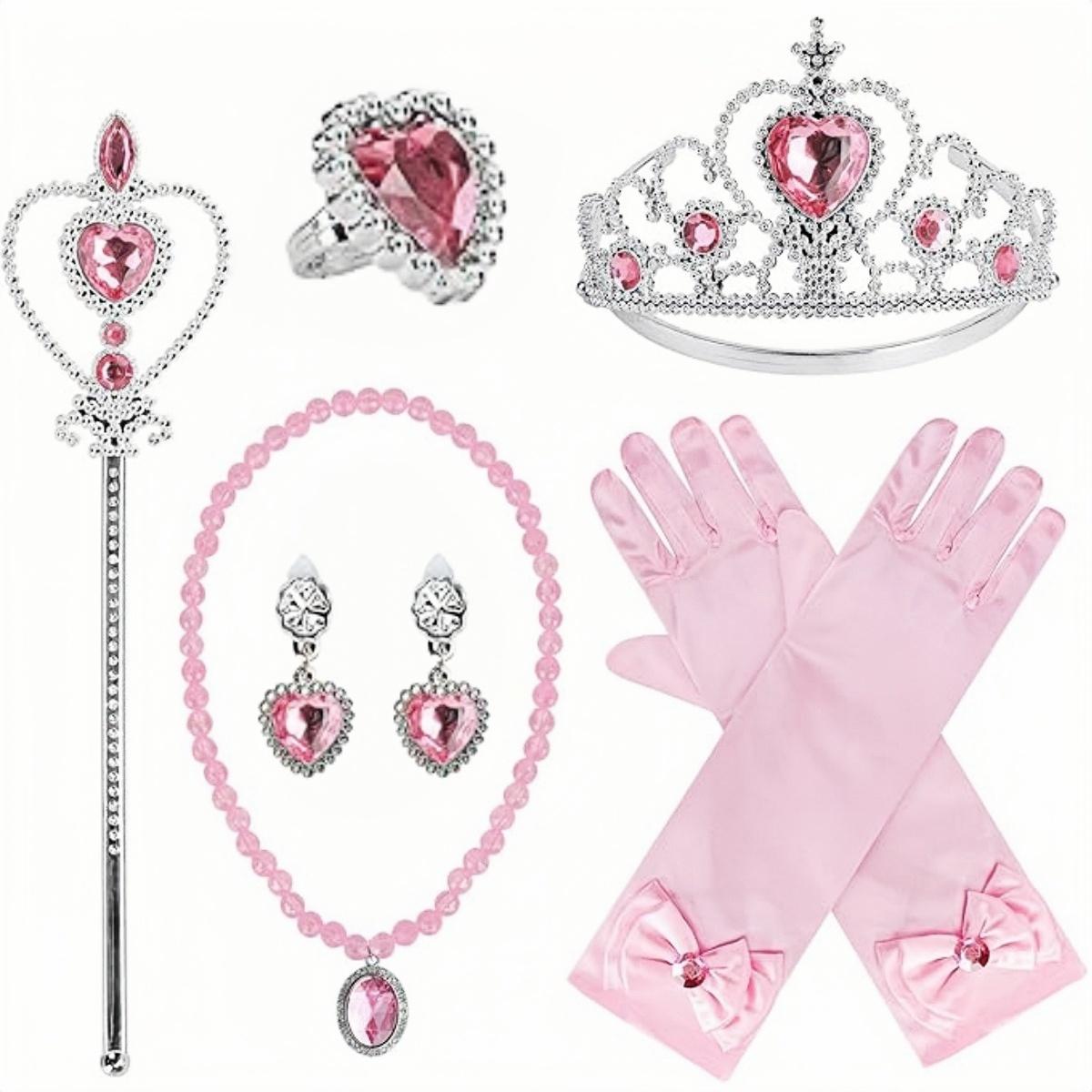 

8pcs/Set Girls Princess Dress Accessories Gloves Wand Crown Jewelry Set Princess Dress Costume Cosplay Accessories