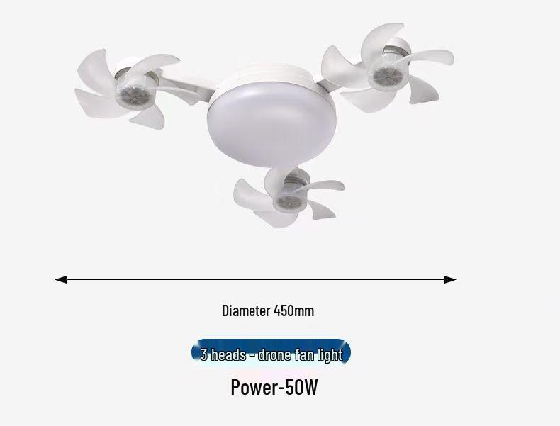 

Креативный светодиодный светильник-вентилятор E27 в форме дрона: Бесшумная, Диммируемая, Сильный Ветер Потолочная Люстра для Общежития 50-60W
