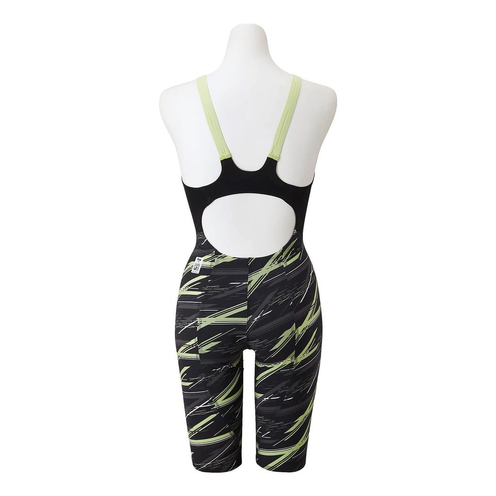 MIZUNO NEO SL Half Black x Size FINA Swimming Women's GX-SONIC Suit, N2MG2205, Neolime, XL, (International Federation) Approved.