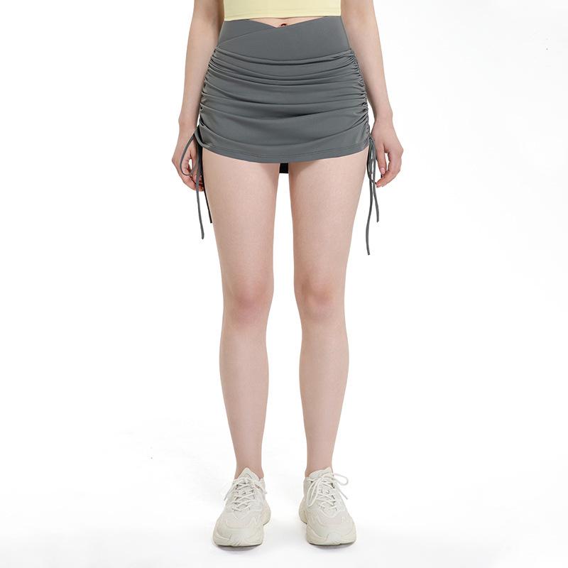 

Women s High Waist Sporty Mini Skirt with Yoga Shorts - Fitness and Tennis A-Line Skirt S темно-серого