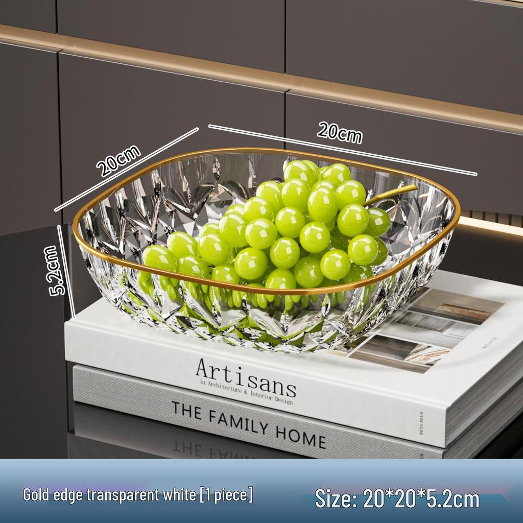 Elegant Transparent High-Value Plastic Fruit and Snack Bowl - Drop-Resistant PET Diamond Crystal Design