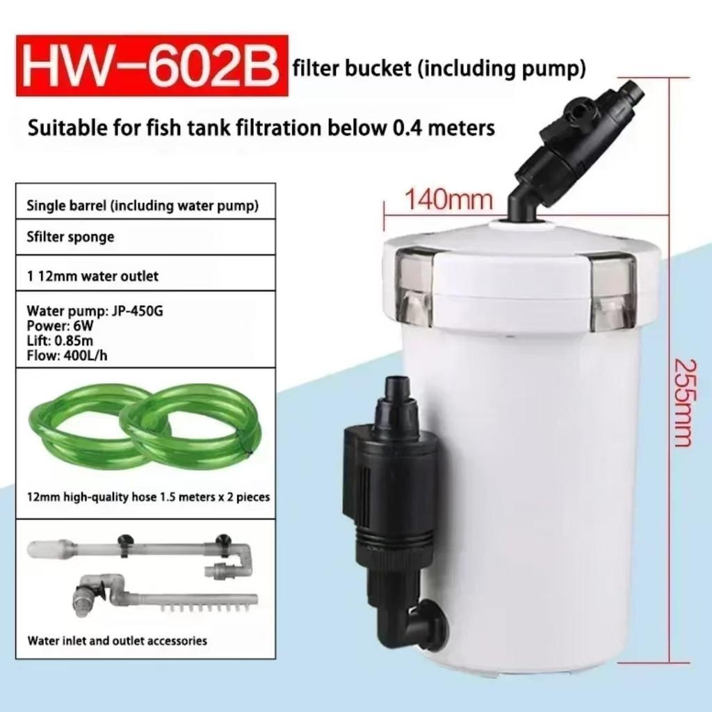 Aquarium Filter Ultra-quiet External Aquarium Water Pump Filter Barrel Fish Tank Filtro Aquario 110V-220V / HW-602 / HW-603