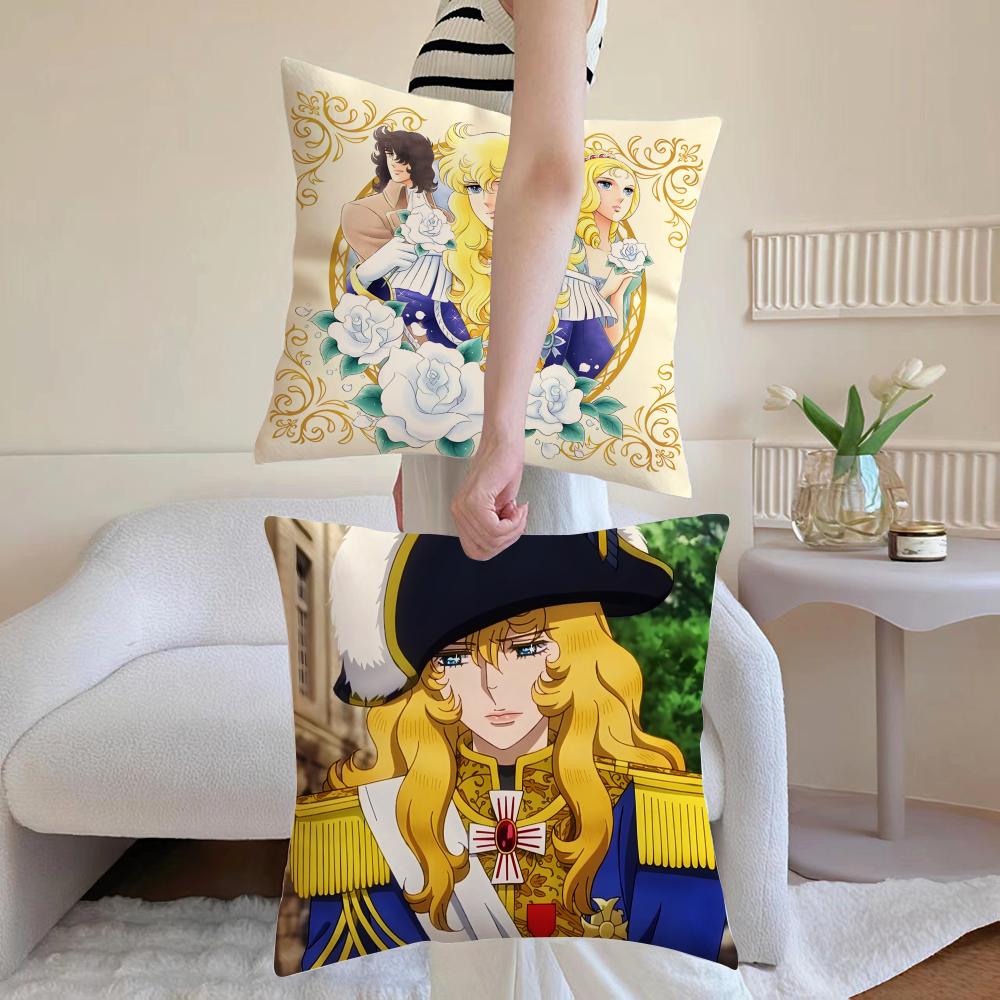 Anime T-The Rose of Versailles Cushion Cover Breathable Linen Pillowcase Summer Odorless Eco-Friendly Invisible Zipper Washable