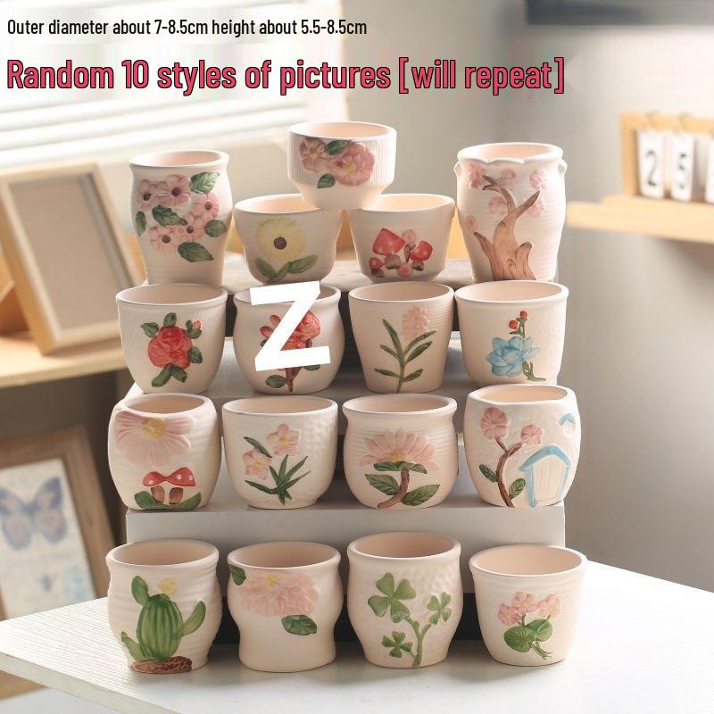 Breathable Ceramic Indoor Succulent Planter Set - Creative Small Flower Pots
