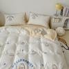 Cute Bear Washed Cotton Bed Four-piece Set Soft Skin-friendly Yellow Quilt Cover Bed Sheet Three-piece Set