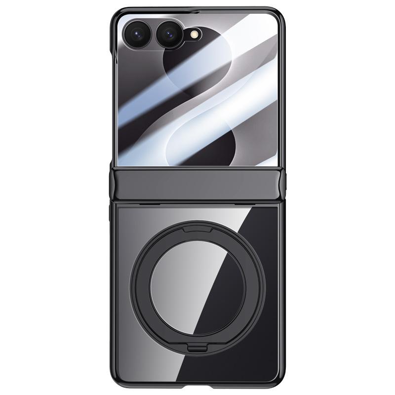 Applicable to Samsung Z Flip1 magnetic mobile phone case folding electroplating rotating bracket all-inclusive hinge anti-drop  cover
