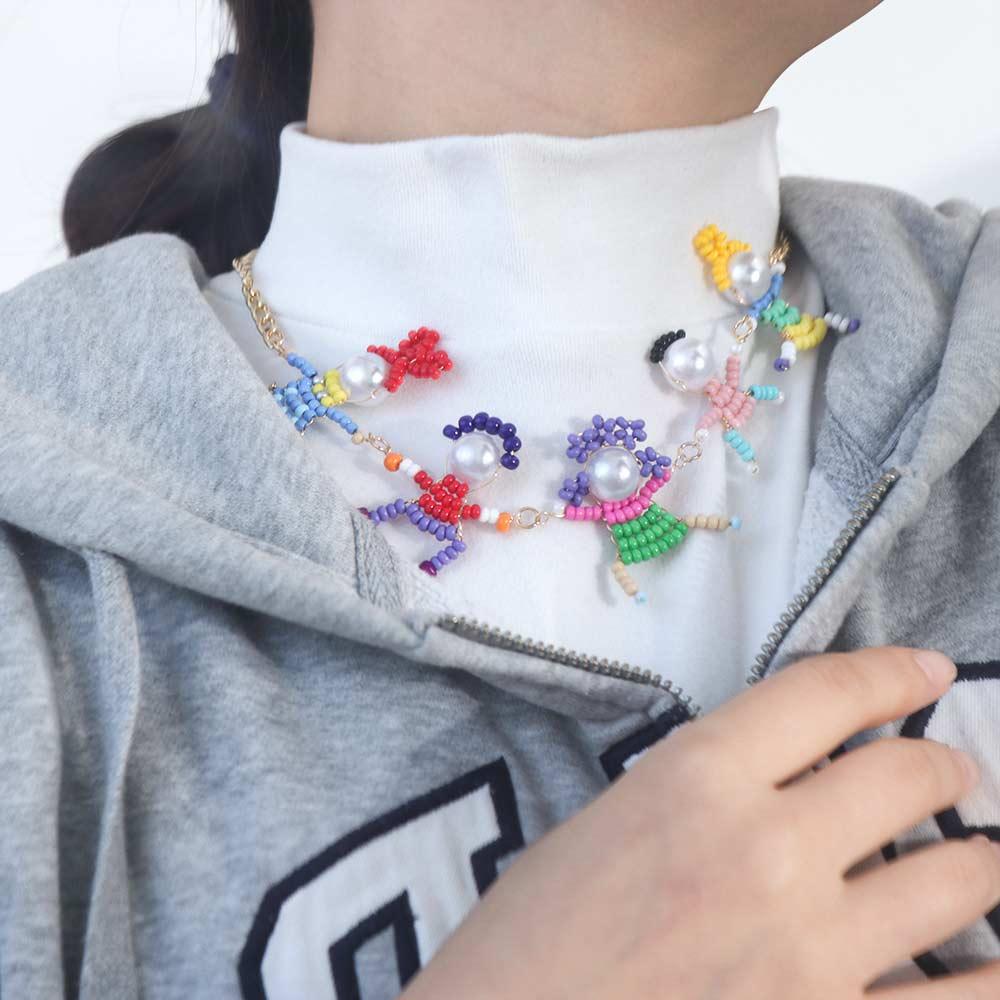 Beads Character Bracelet Trendy Cute Cartoon Necklace Jewelry Childishness Jewelry Set  Girls