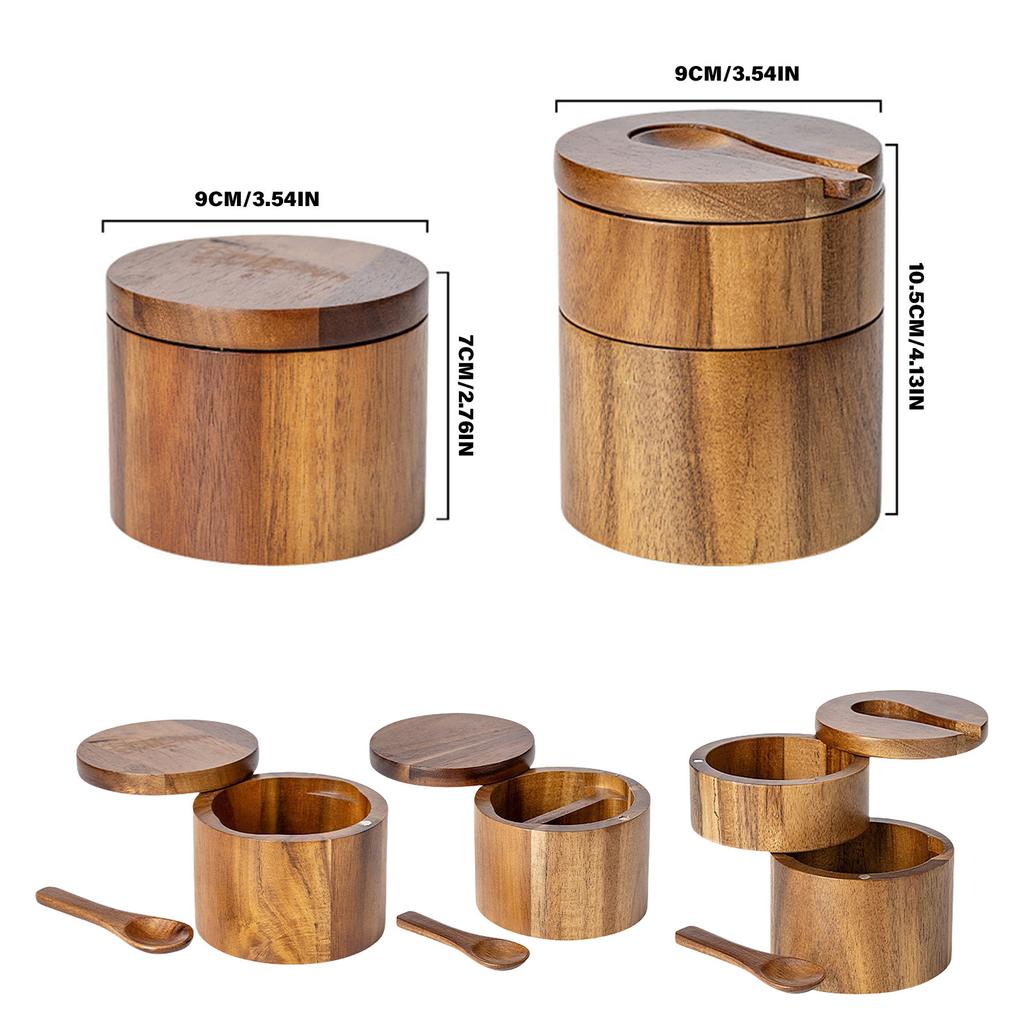 Freshness Preserving Spice Holder Practical Wood Spice Holder Convenient Container with Lid for Gourmet Cooking