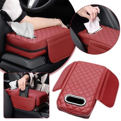 Car Armrest Box Heightening Pad Leather with Tissue Protective Storage Anti-scratch Organizer Interior Cushion Car Accessor K2P3