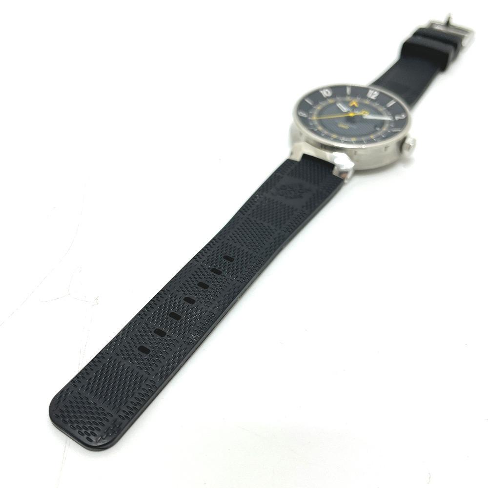 Louis Vuitton Q8D30 Tambour Moon GMT Automatic Wristwatch SS Silver