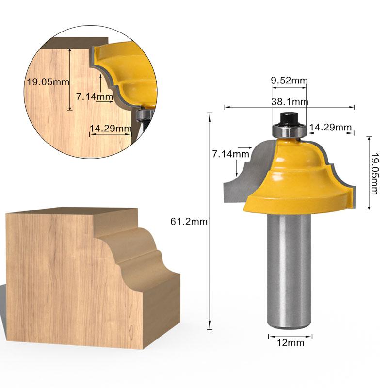 2pc Wainscoting Roman Ogee & Pedestal Router Bit C3 Carbide Tipped Wood Cutting Tool 1/2inch 12mm Shank Woodworking Router Bits