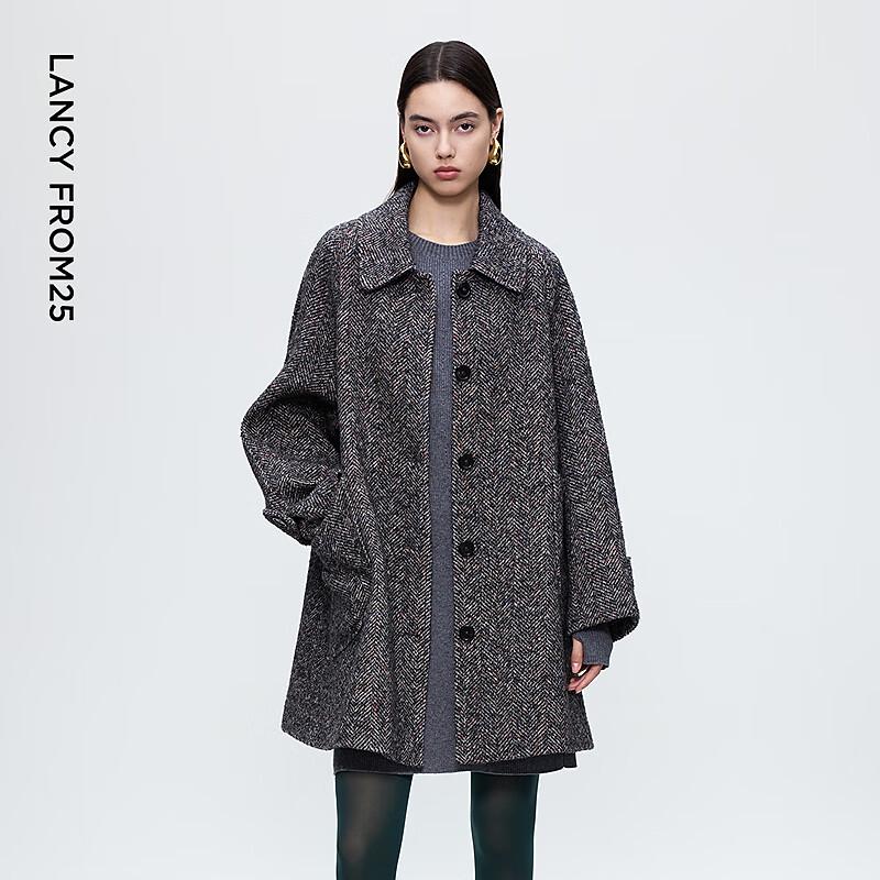 

Langzi Women s Mid-Length Wool Blend Lapel Coat M