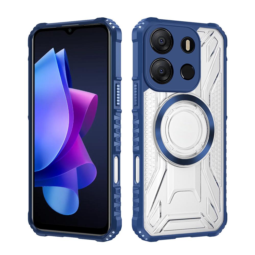 KEYSION Transparent Magnetic Case for TECNO Spark Go 2023 Pop 7 Pro Silicone+PC Shockproof Phone Back Cover for Infinix Smart 7