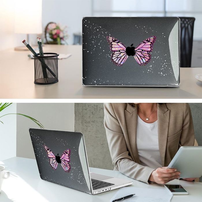 Coque de protection pour MacBook Pro - BOOLING - 14 Pouces - Motif Papillon - Protection Rigide - Ultra-léger