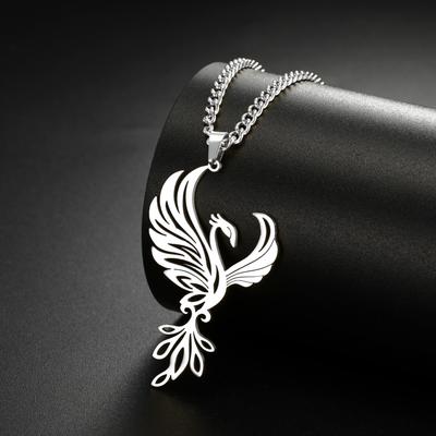 Phoenix Bird Beauty Charm Pendant Necklace Stainless Steel Punk Style Angel Wing Firebird Necklaces Women Jewelry Gift