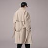 Men's Double-Breasted Mid-Length Windbreaker – Casual Trendy Solid Color Hong Kong Style Outerwear
