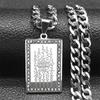 Thailand Schrift Boeddhistische Plaquettes Lotus Hanger Ketting voor Vrouwen Mannen Roestvrij Staal Goudkleurige Medaille Punk Amulet Sieraden
