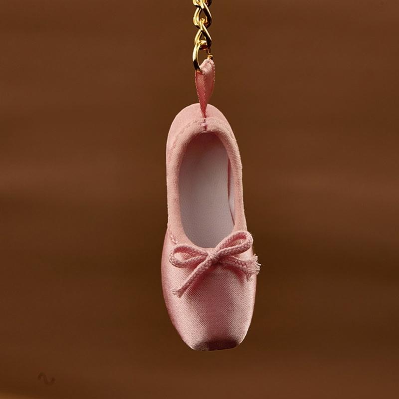 Stylish Ballet Shoe Charm Keyring Mobile Phone Dangle Handmade Keychain Ornament Pendant for Bag and Phone Decoration