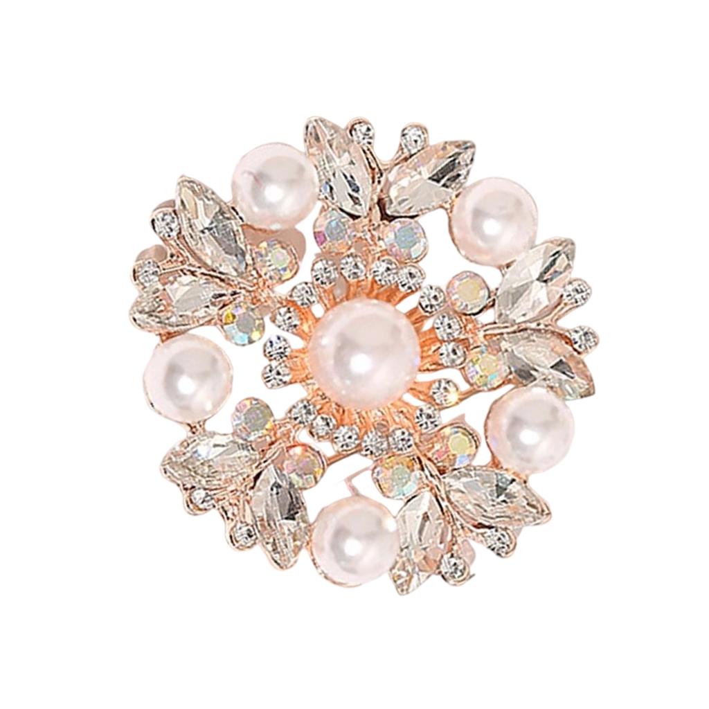 Elegant Crystal Pearl Flower Brooch For Women Vintage Rhinestone Scarf Pin Multi Purpose Jewelry Gift