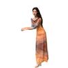 Autumn and winter new French holiday style tie-dye dress women's waist pinch waist waist long dress beautiful orange smudge skirt