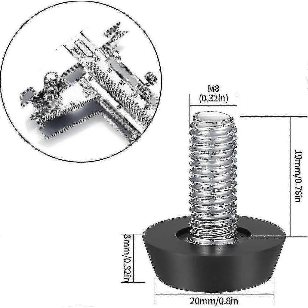 22 Pack Adjustable Furniture Leveling Legs, M8 X 20mm, Screw Leveling Feet, Floor Protector, Round Base, Chair Leg Screws - Sjue