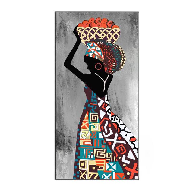 Póster Artístico de pared estilo silueta de vestido de mujer africana famosa, decoración del hogar, pintura en lienzo, impresión de imagen