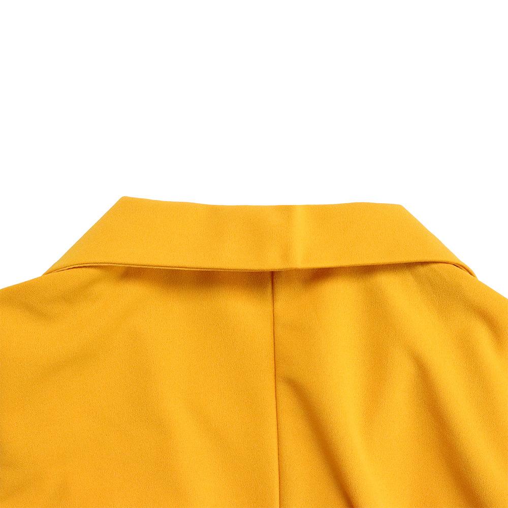 YYFS Women's Fashion Summer Spring Solid Color Print 3/4 Sleeves POLO Neck High Waist Casual Dresses