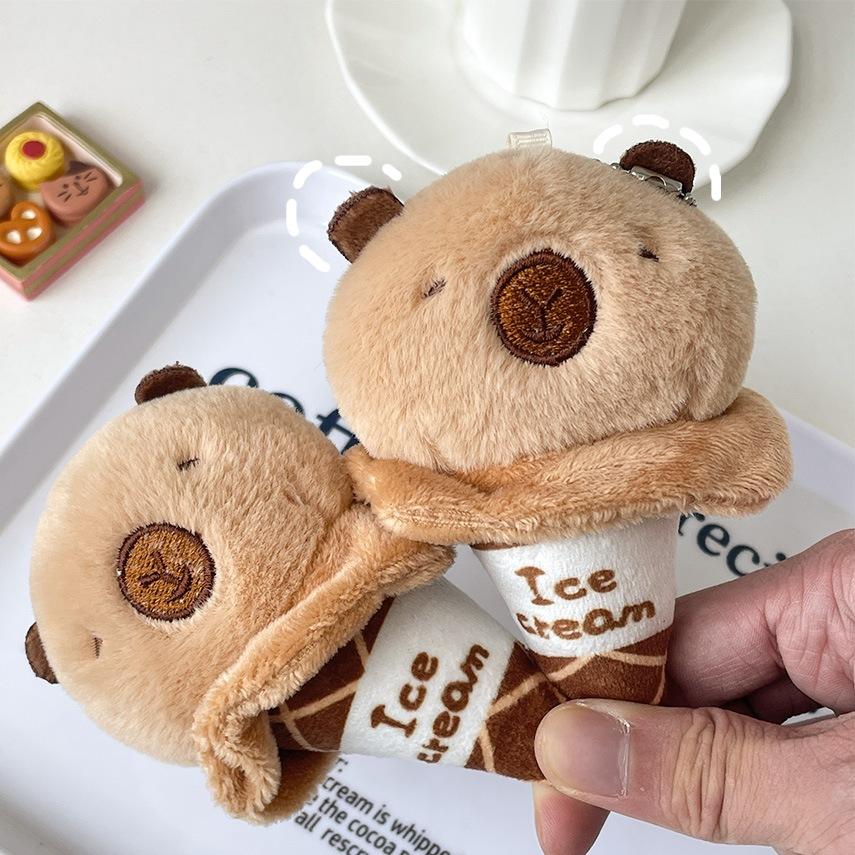 Translator Capybara Family Plush Small Animal Kapibala Cute Doll Bag Keychain Plush Doll