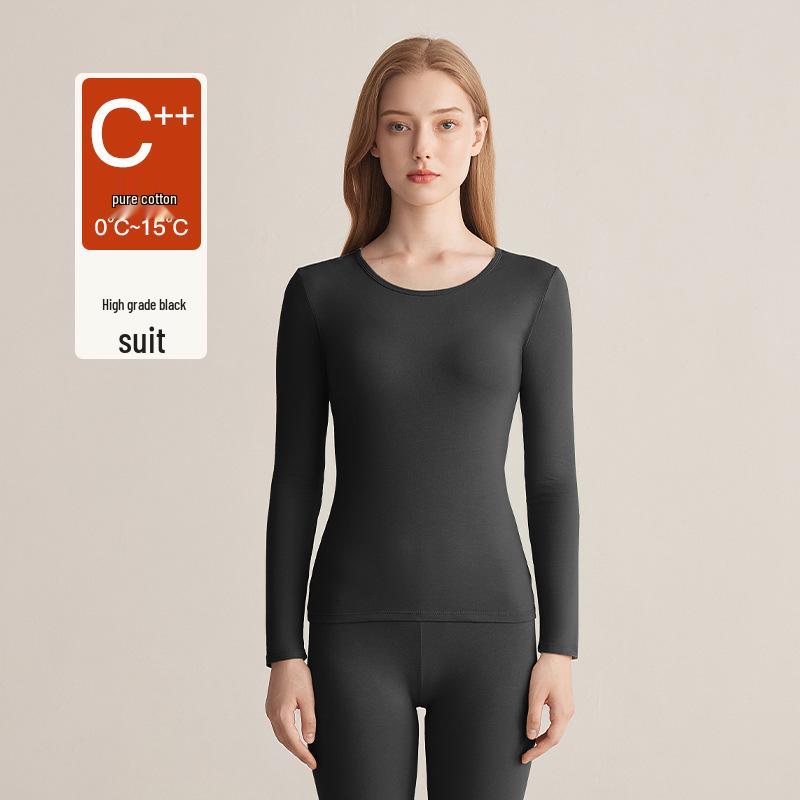 Set Lenjerie Termică Antibacteriană 5A din Bumbac Xinjiang pentru Femei - Subțire, Bumbac Pur, Anti-Acarieni, Toamnă/Iarnă, Bluză și Pantaloni.
