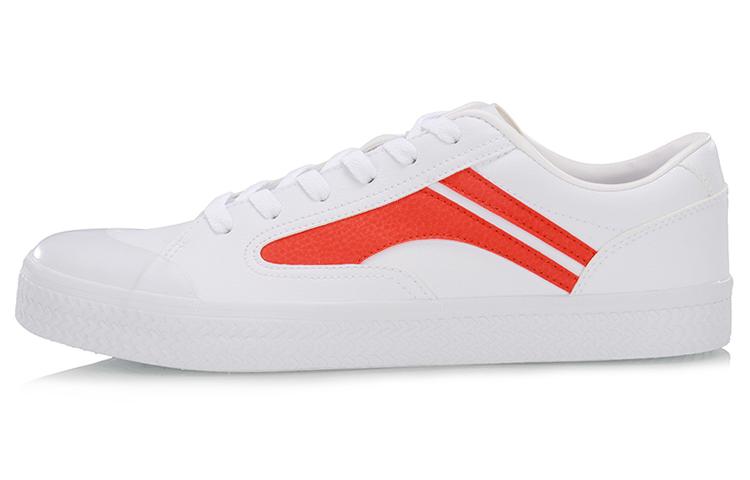 Li Ning Wave Slip Resistant Abrasion Resistant Low top Skateboard Shoes Men's White Orange AGCP163-3