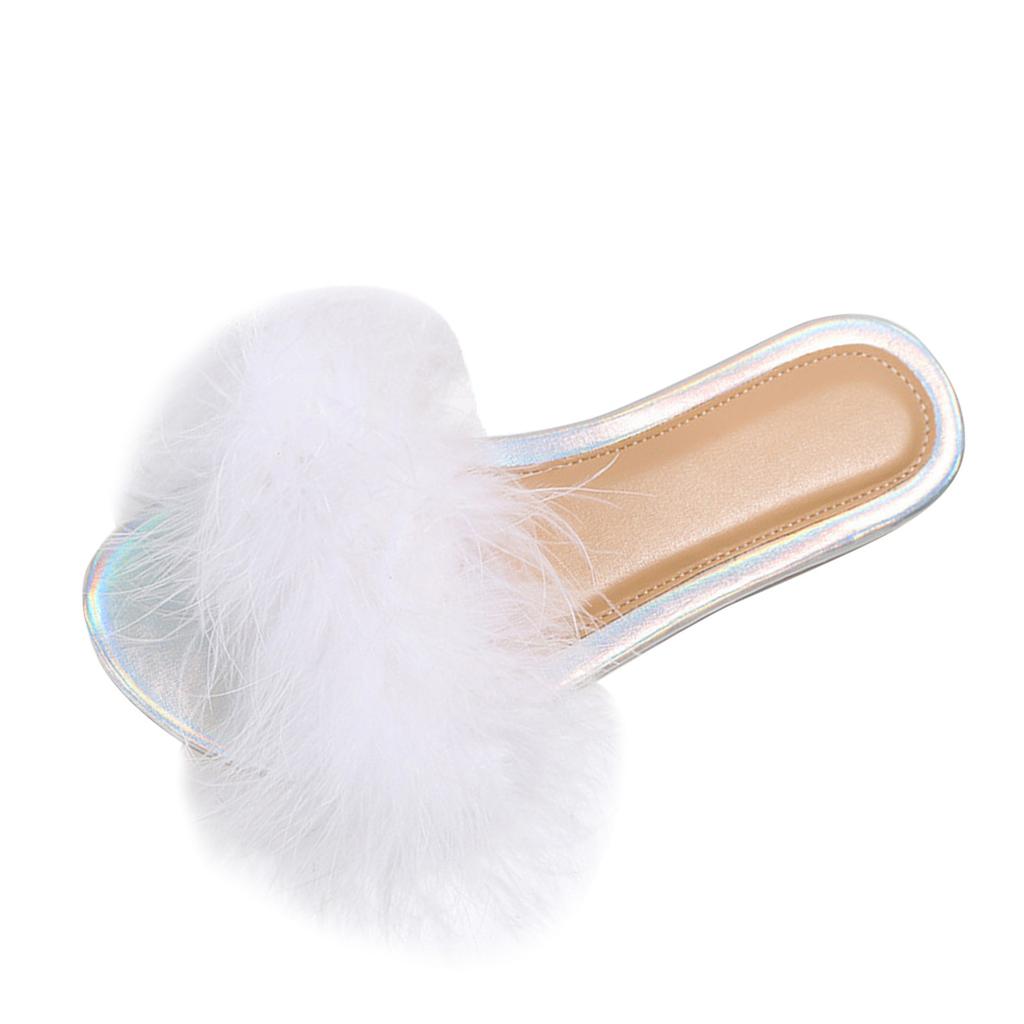 Robe & Slippers Set For Women Ladies Fashion Summer Plush Decorative Open Toe Flat Bottom Casual Beach Slippers Shoes For Woman