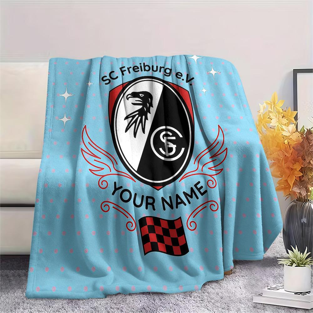 Custom Name SC Freiburg Flannel Blanket, High Quality Comfortable for All Seasons, Home Decor, Warmth and Comfort