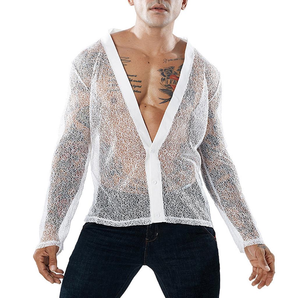 Men Fishnet Shirt Mens Fishnet Top Mesh Transparent  Muscle T-Shirt Net Undershirt Top
