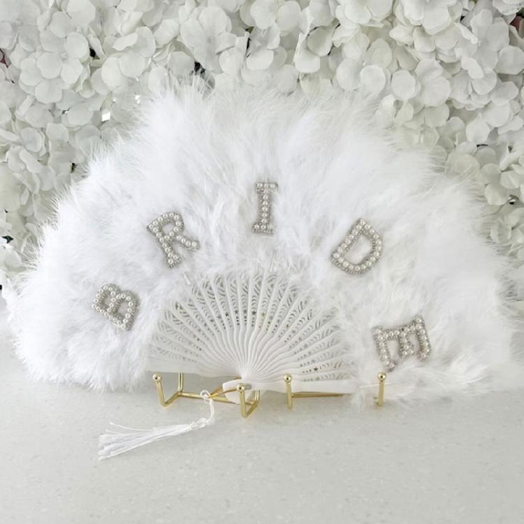 Feathered Folding Fan Feathered Hand Fan Dance Fan Bridesmaid Fan Foldable Hand Fan for Women Wedding Party Photography
