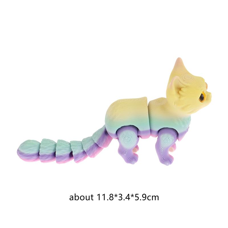 1PC 3D Printable Movable Tail Joints Cute Cat Ornament Children's Gift Toy Model Car Desktop Decorations New High Quality Gift