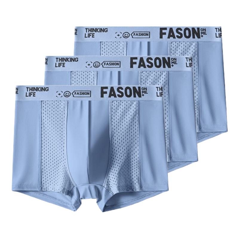 3 Pieces Men's Boxer Briefs Ice Silk Mesh Underwear Antibacterial Breathable Shorts Male Panties Underpants XL XXL 3XL 4XL